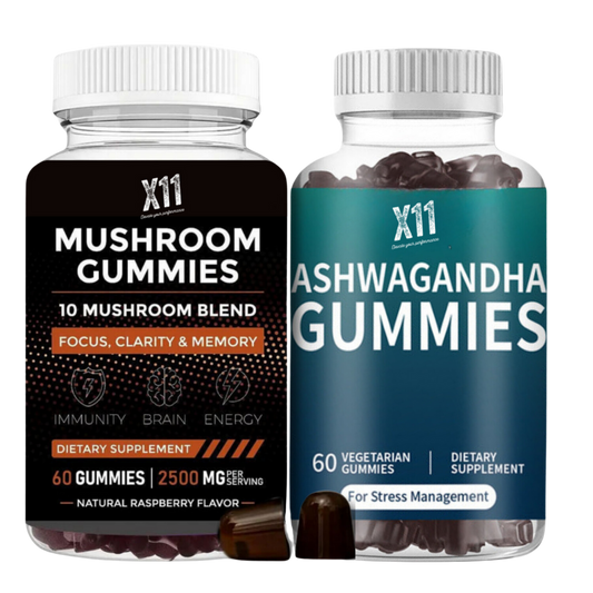 Ashwagandha Keto Gummies & 10-in-1 Mushroom Vegan Gummies | 2 For 1 | X11 | Supports Stress Relief & Immune Health | Adaptogenic Supplements