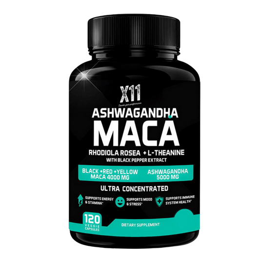 Ashwagandha with Maca Capsules | Gluten Free, Dairy Free | X11 | Supports Stress Relief & Vitality | Organic Supplements