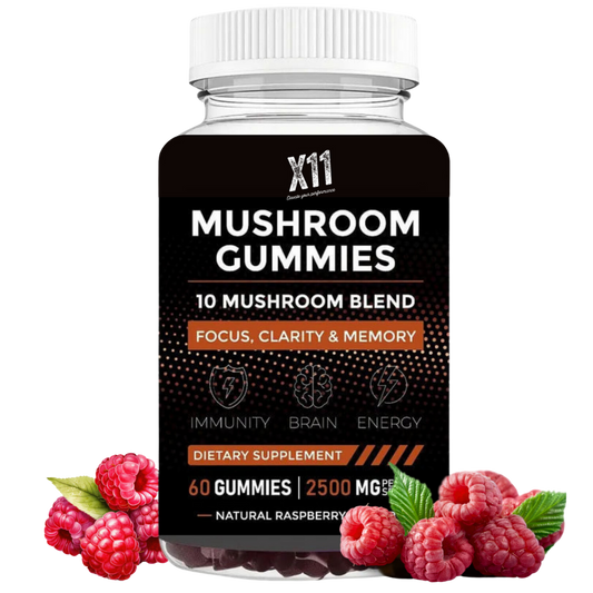 Gluten Free 10-in-1 Mushroom Gummies | 2500mg | X11 | Supports Immune Health & Energy | Adaptogenic Mushrooms | Vegan Supplements