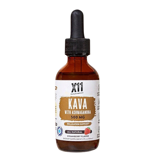 Kava With Ashwagandha Liquid Drops 500mg | X11 | Supports Relaxation & Stress Relief | Kava, Ashwagandha | Organic & Vegan Supplements