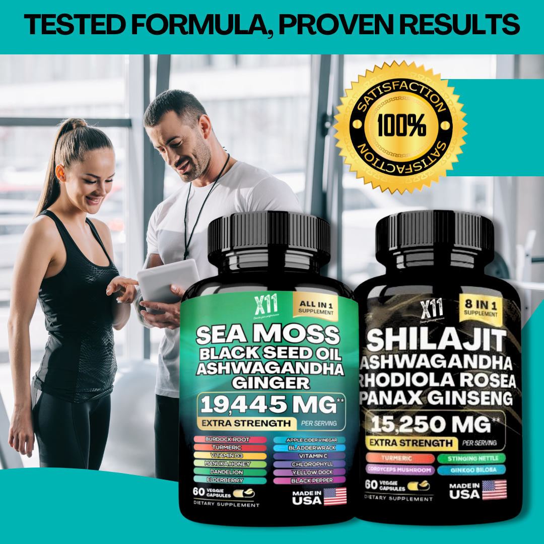 Sea Moss 16-in-1 & Shilajit 8-in-1 | X11 | Supports Vitality, Energy, & Cognitive Function | Vegetarian Supplements