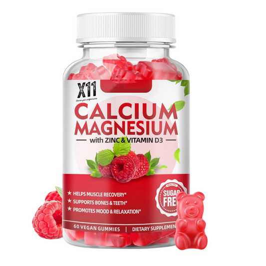 Sugar-Free Magnesium & Calcium Vegan Gummies with Ashwagandha | X11 | Supports Bone Health, Relaxation & Muscle Function | Sugar Free & Vegan Supplements
