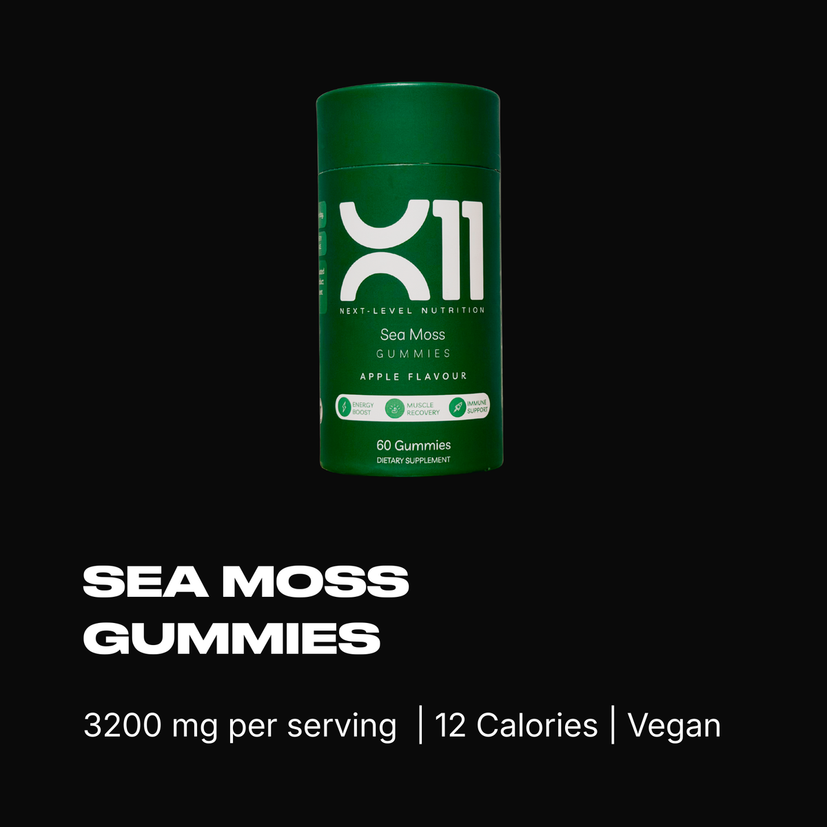 X11 Sea Moss Gummies bottle – vegan detox gummies with sea moss, bladderwrack and burdock root