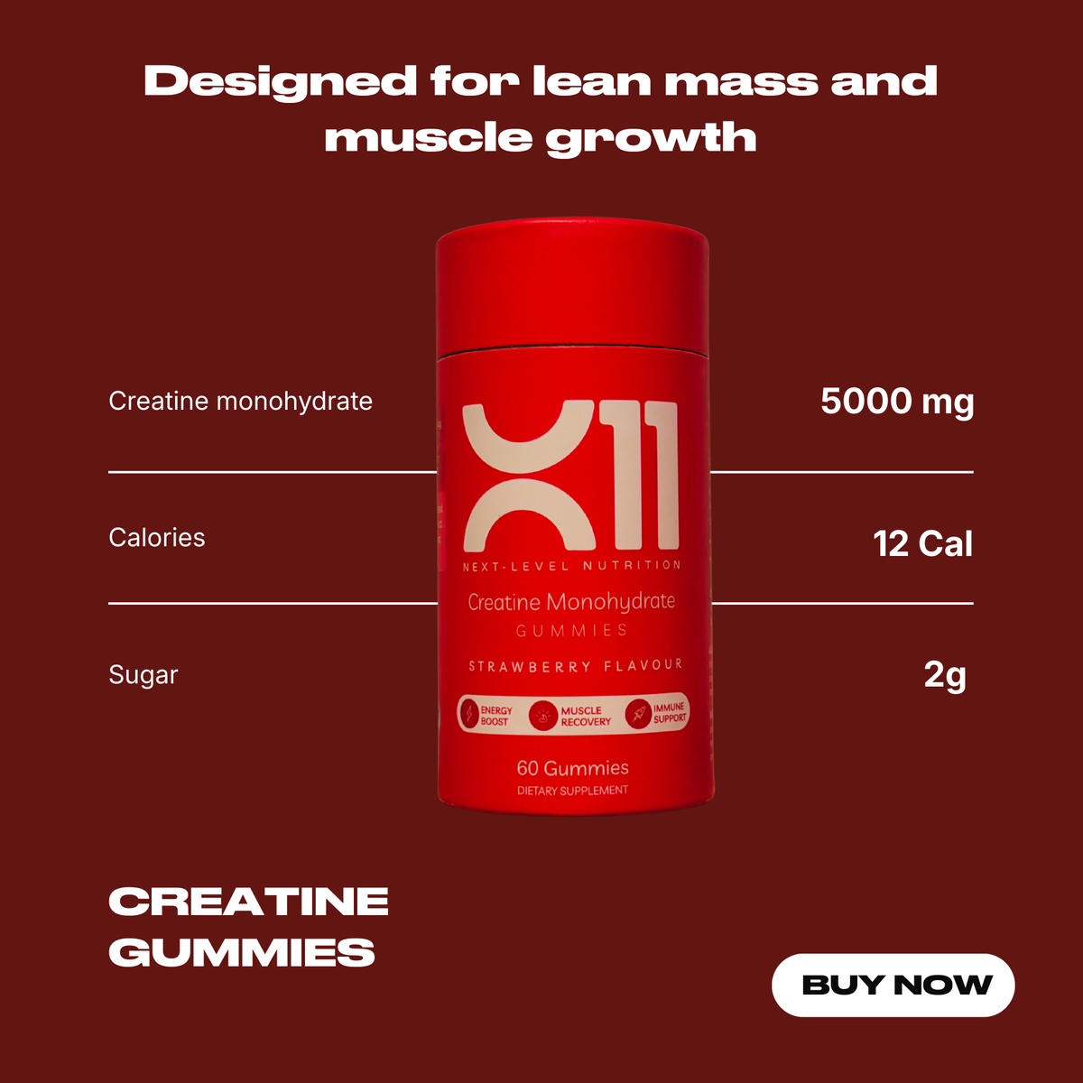 X11 Creatine Gummies bottle – vegan creatine monohydrate gummies
