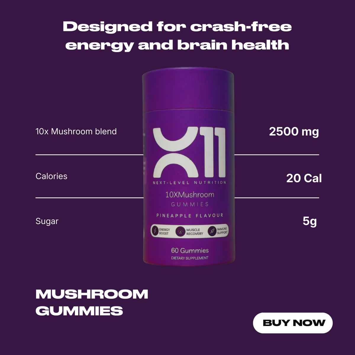 X11 Mushroom Gummies bottle – 10-in-1 functional mushroom blend gummies