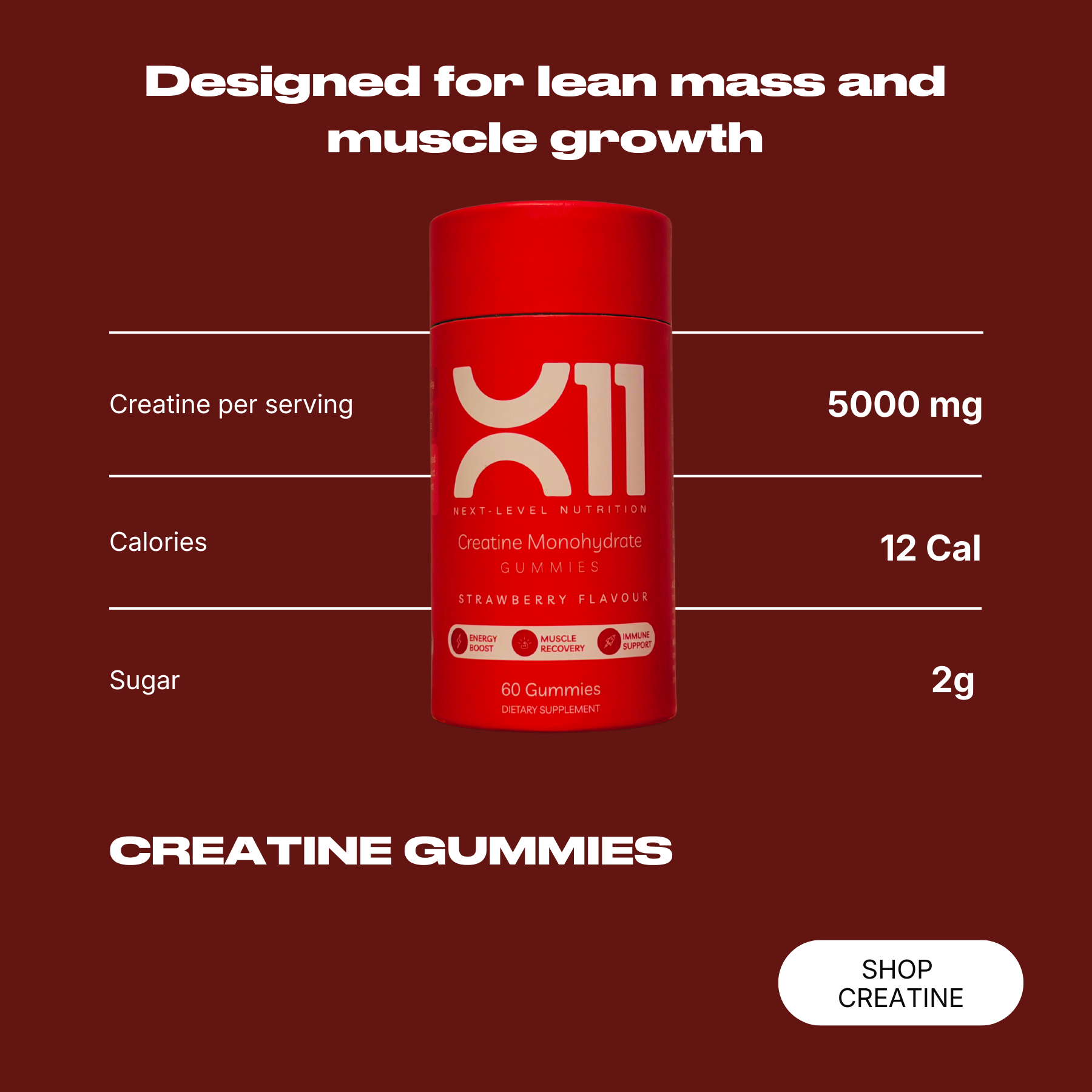 X11 Creatine Gummies bottle – vegan creatine monohydrate gummies