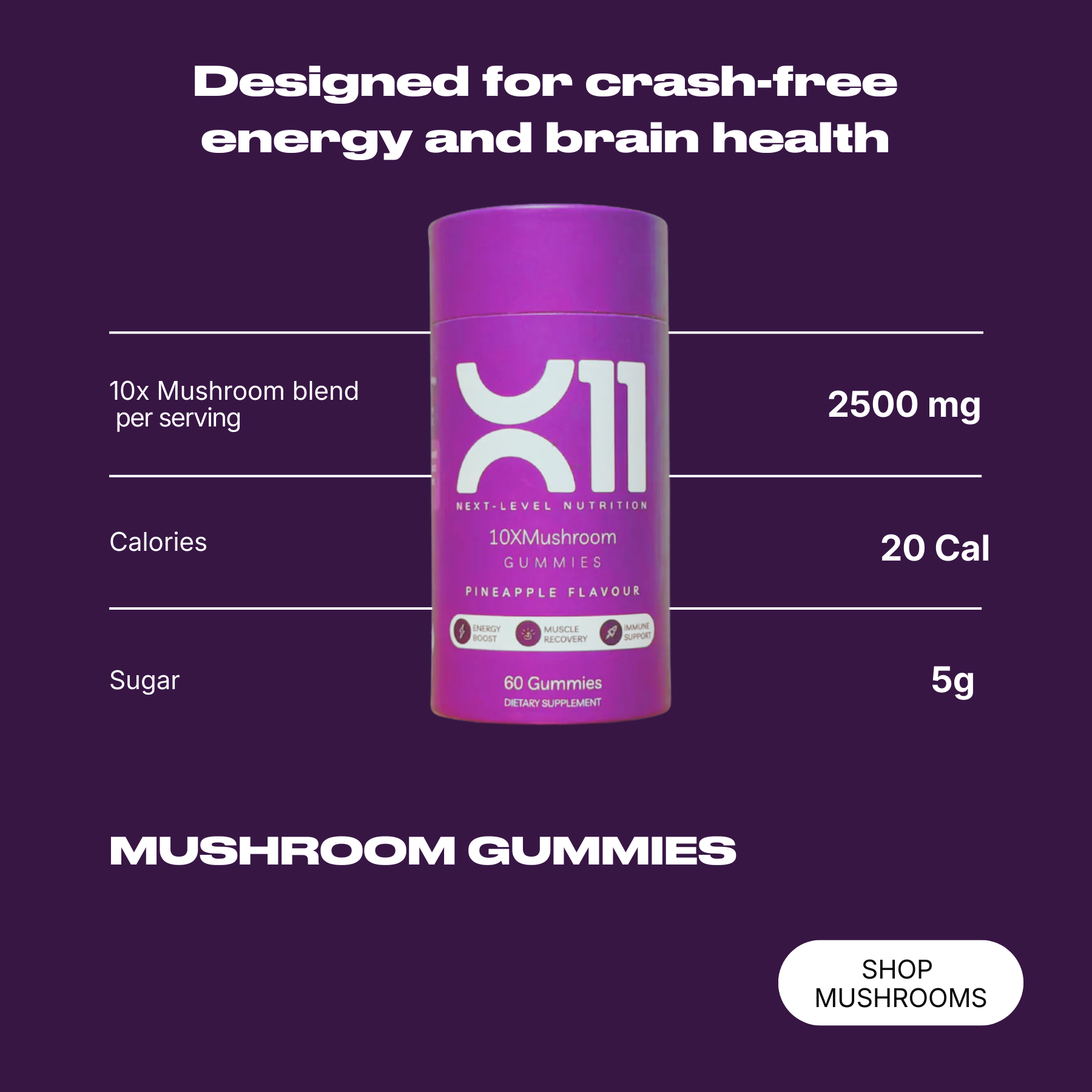X11 Mushroom Gummies bottle – 10-in-1 functional mushroom blend gummies